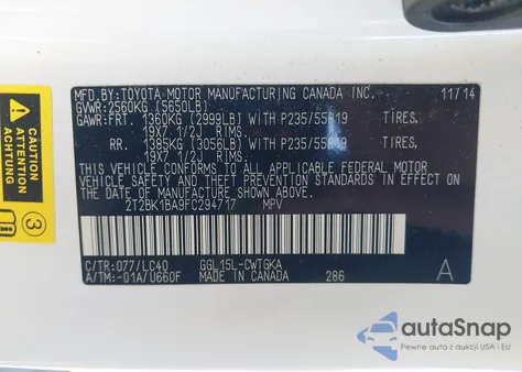 2015 Lexus Rx 350 из США, поврежденный, VIN 2T2BK1BA9FC294717